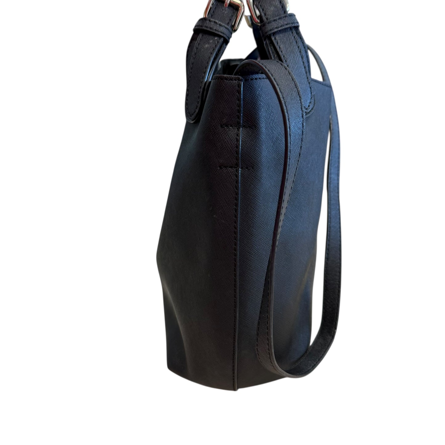 DKNY BLACK SAFFINANO LEATHER TOTE W SHOULDER STRAP 216