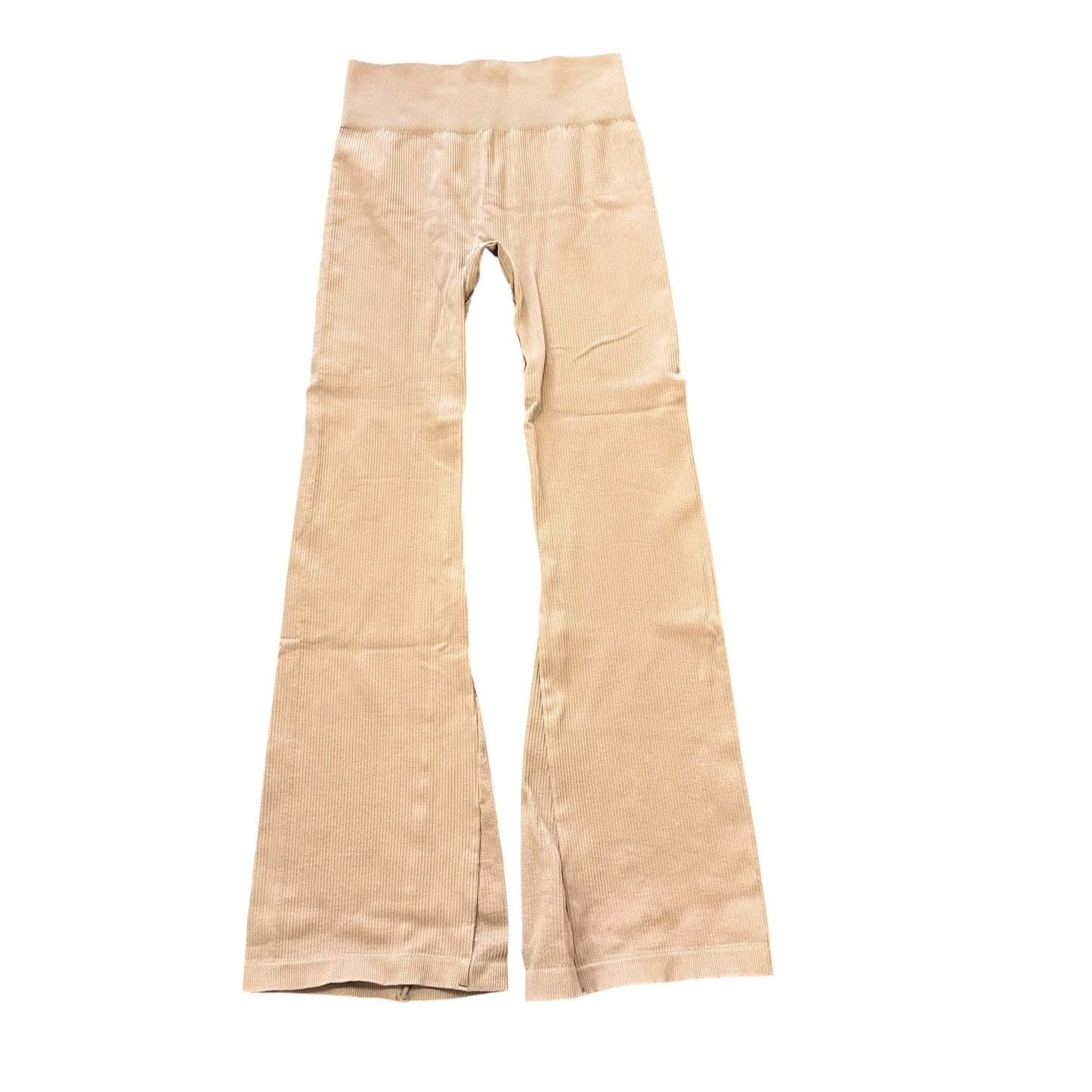 OQQ BROWN RIBBED FLARE ATHLETIC PANTS 100 LARGE