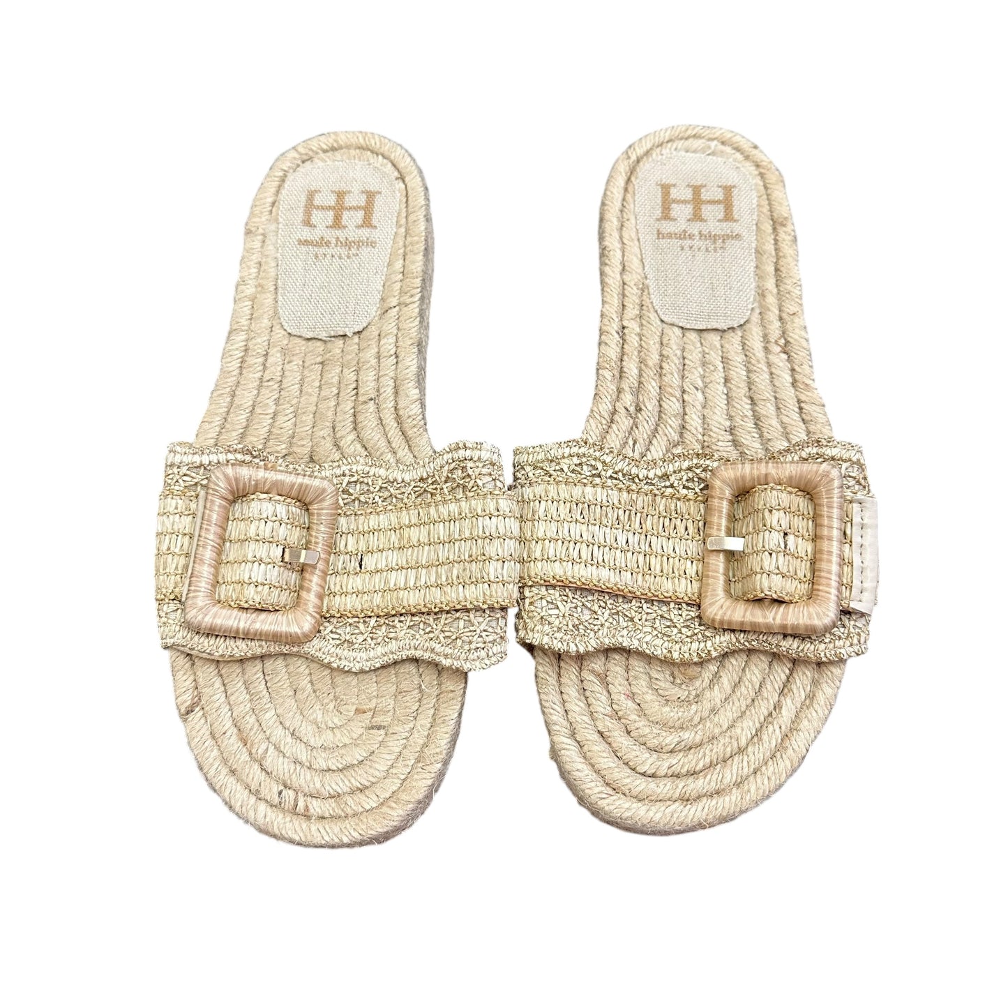 HAUTE HIPPIE RAFFIA JUTE SLIDES NWOT 100 SZ 9