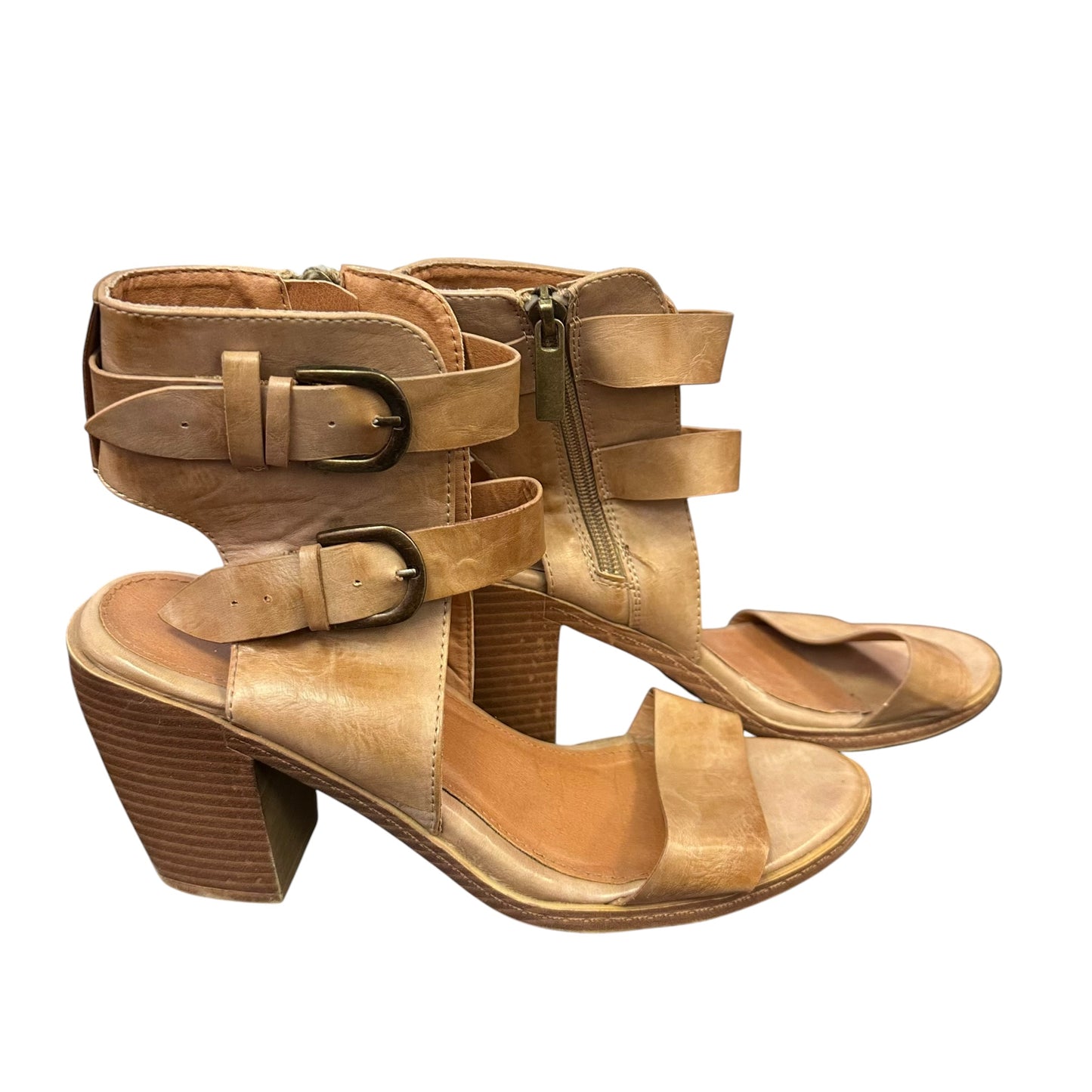 93 VINTAGE BROWN BLOCK HEELS 251 SZ 7