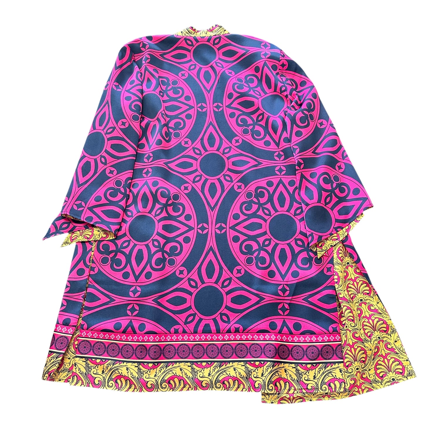CHICO'S PINK NAVY PATTERNED CARDIGAN 100 SZ 1 MEDIUM
