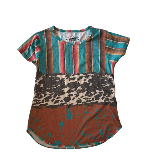 CRAZY TRAIN - STRIPED WESTERN PATTERN TOP - SMALL - 44