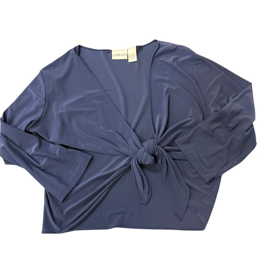 CHICOS NAVY CROPPED FRONT TIE CARDIGAN 276 MEDIUM