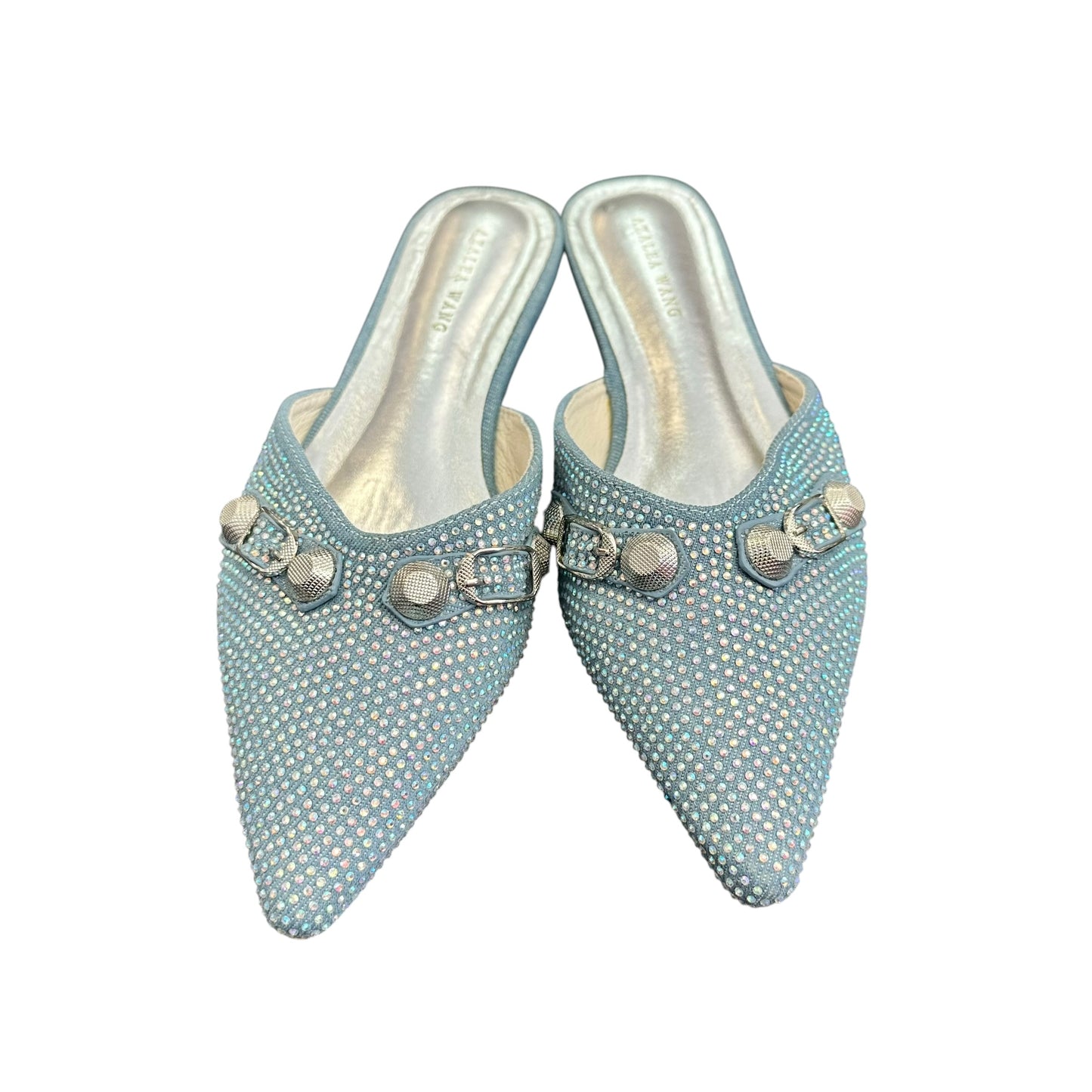 AZALEA WANG BLUE RHINESTONE MULES 246 7.5
