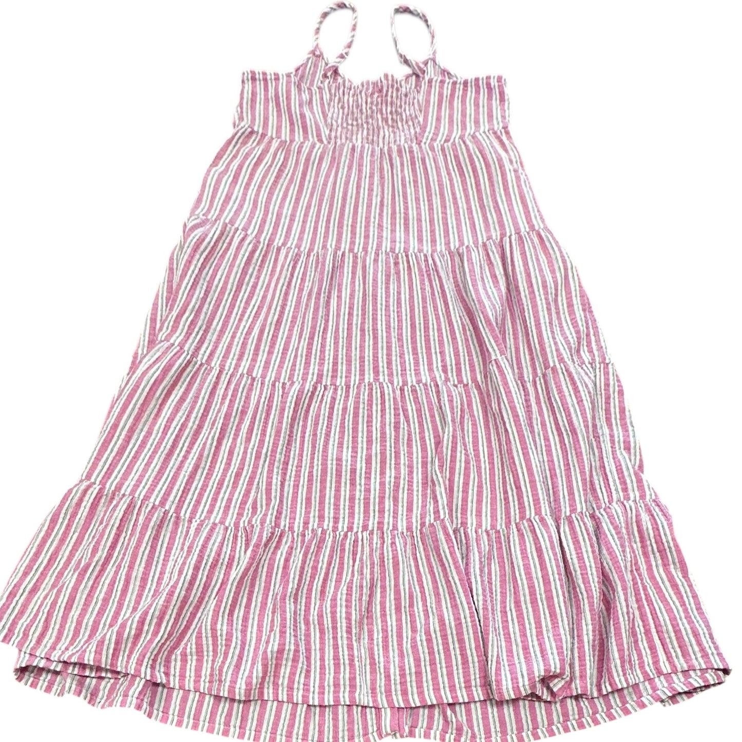 UNIVERSAL THREADS PINK WHITE STRIPED TIERED DRESS 100 LARGE
