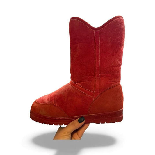 OLD FRIEND RED SHEEPSKIN WINTER BOOTS SZ 8