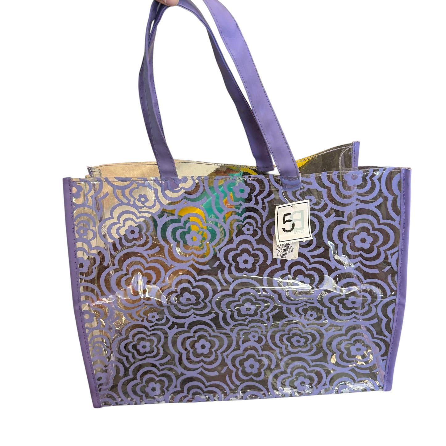 PURPLE CLEAR FLORAL TOTE SHOULDER BAG NEW OS