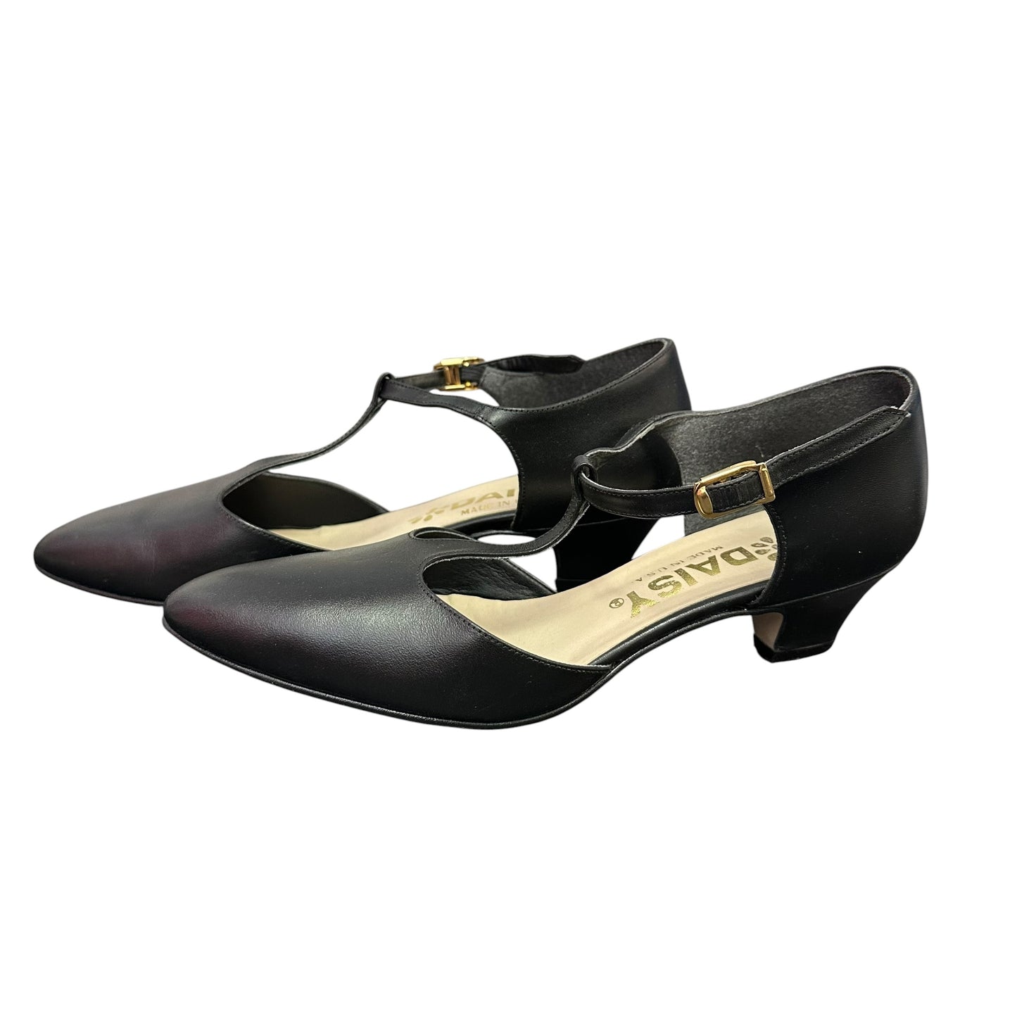 DAISY BLACK CLOSED TOE HEELS 44 SZ 6.5