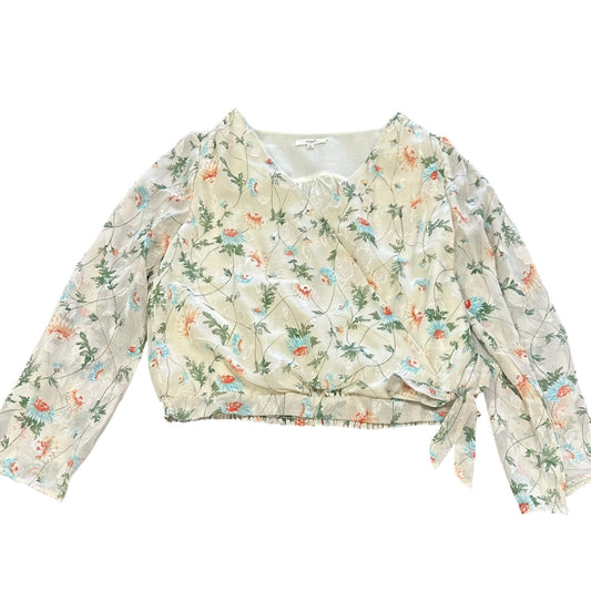 EASEL BEIGE FLORAL BLOUSE 8 LARGE