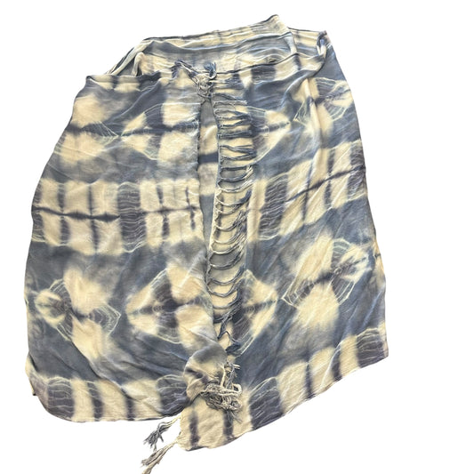BLUE WHITE TIE DYE OPEN VEST FRINGE 100 OS