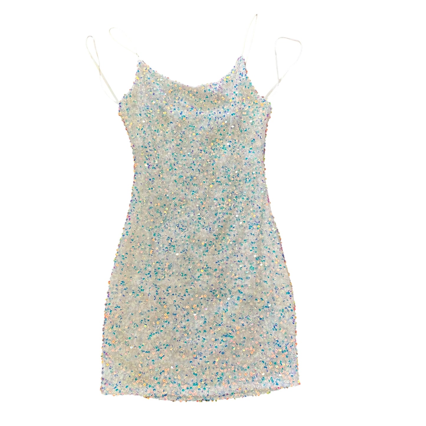 B DARLIN WHITE SEQUINES MINI DRESS 263 SMALL