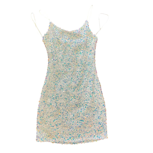 B DARLIN WHITE SEQUINES MINI DRESS 263 SMALL