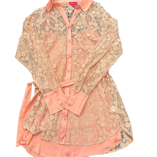 BABY PINK LACE BUTTON UP DRESS 263 SMALL