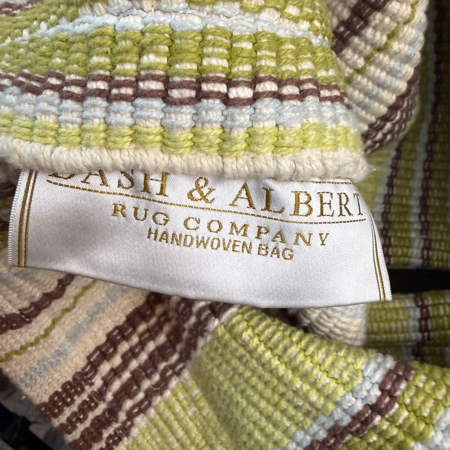 DASH & ALBERT HANDWOVEN COTTON SHOULDER BAG TOTE STRIPED BROWN LEATHER 100