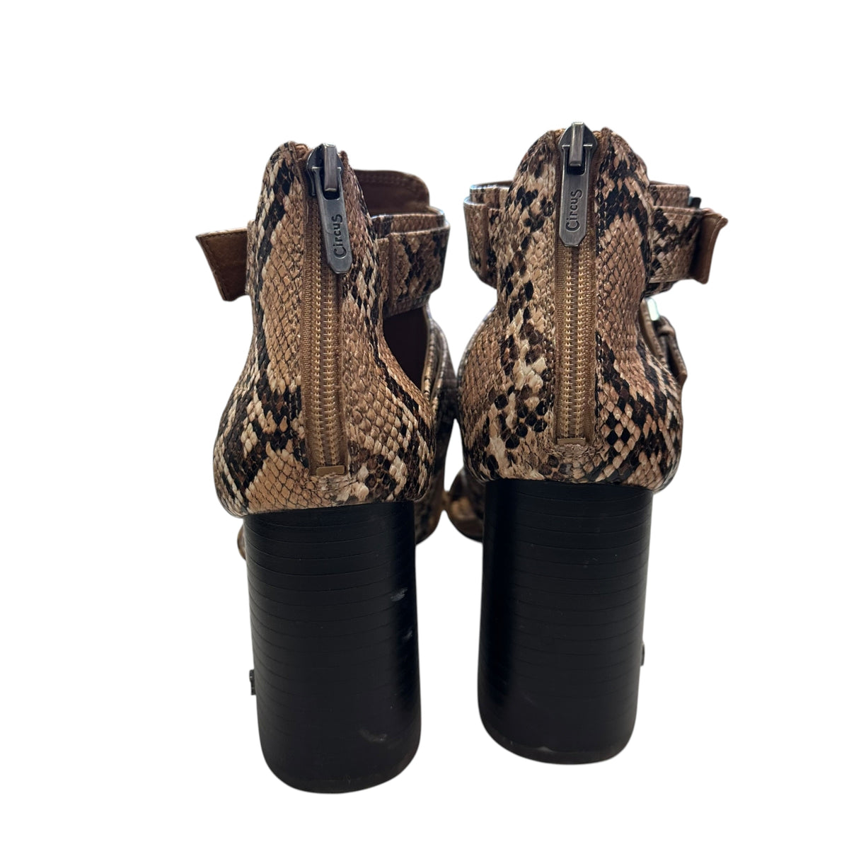 CIRCUS SAM EDLEMAN SNAKESKIN BLOCK HEEL PEEP TOE 143 SZ 9