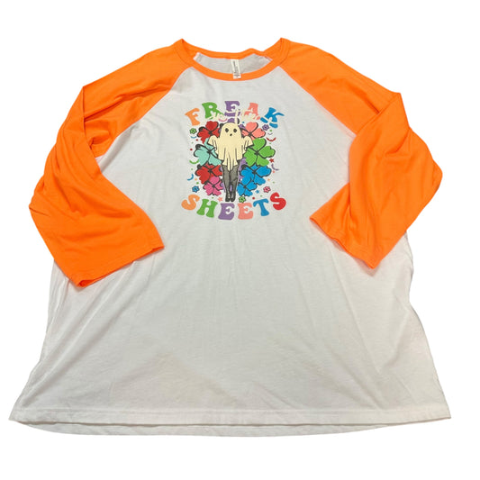 FREAK IN THE SHEETS WHITE ORANGE T-SHIRT NWOT 100 2XL