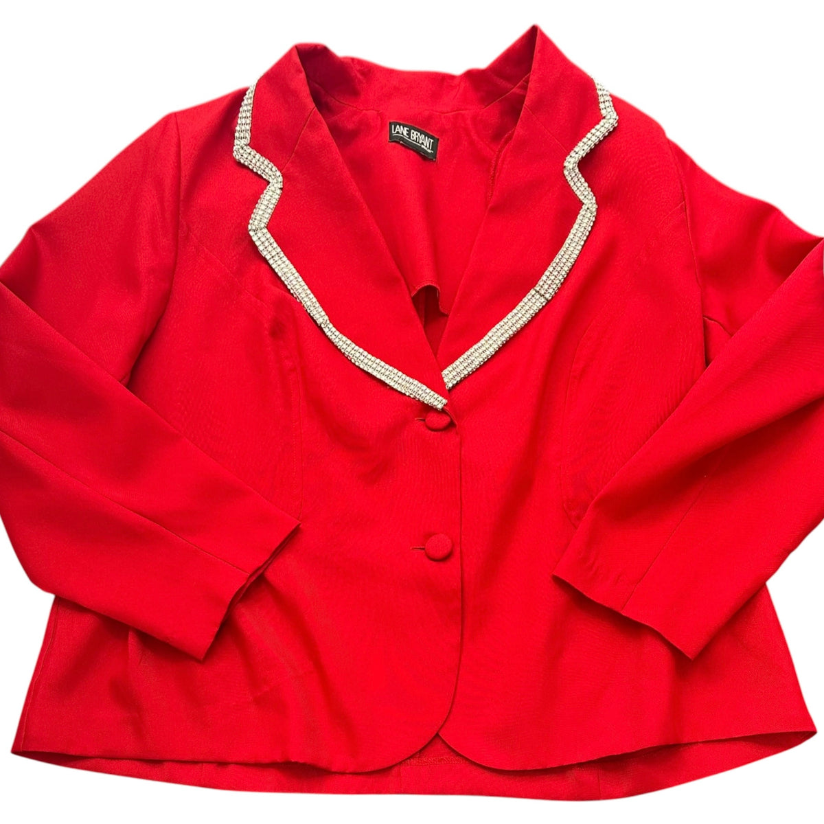 LANE BRYANT VINTAGE RED BLAZER RHINESTONES 100 2X