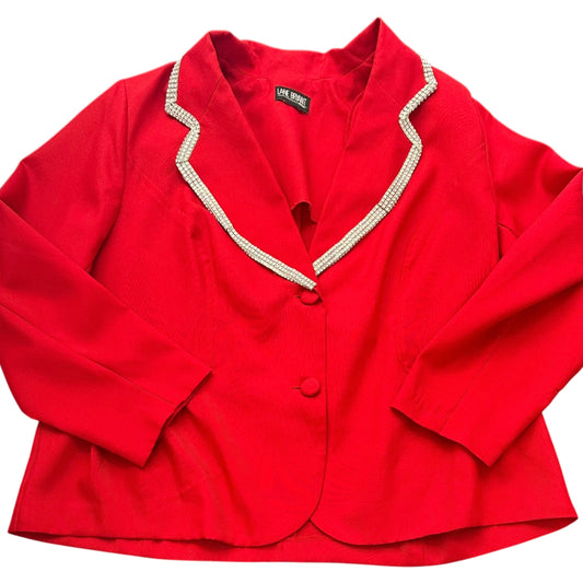 LANE BRYANT VINTAGE RED BLAZER RHINESTONES 100 2X