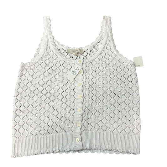 LOFT WHITE KNIT SLEEVELESS SWEATER TOP NWT 26 MEDIUM