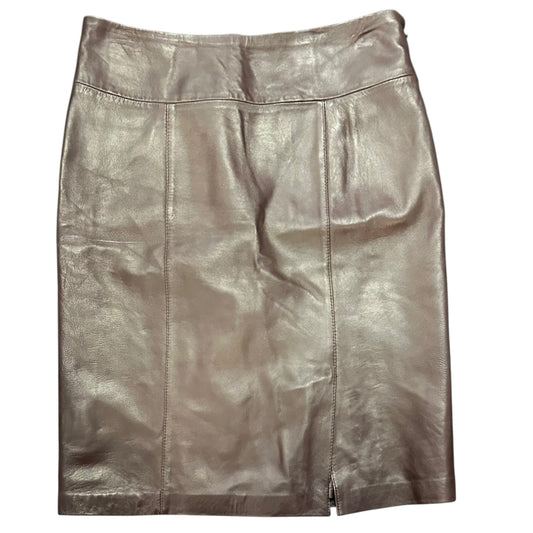 JACQUELINE SMITH BROWN LEATHER PENCIL SKIRT 100 SIZE 10