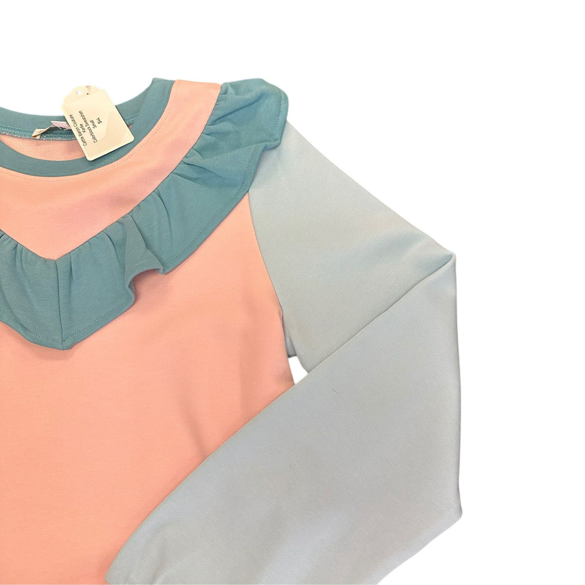 KARLIE PINK BLUE COLORBLOCK RUFFLE SWEATSHIRT NWT 298 SMALL