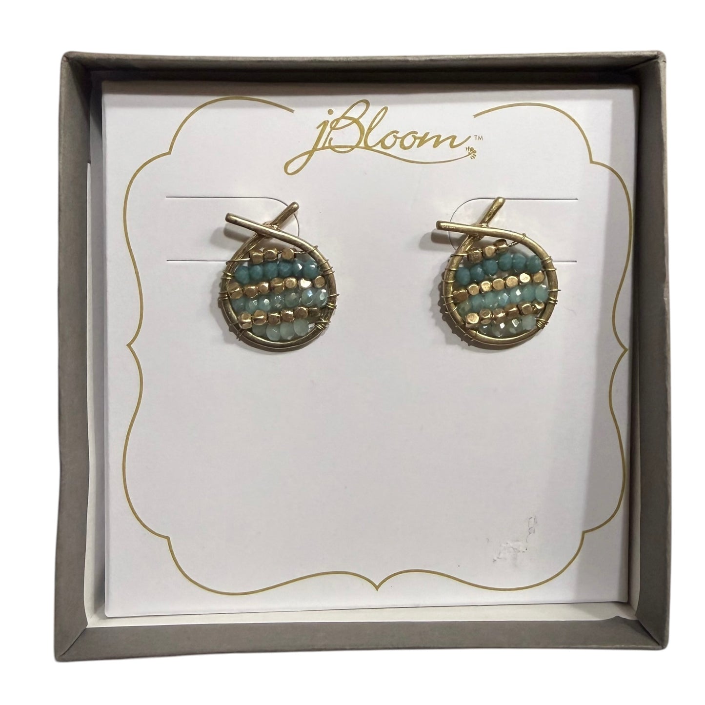 J BLOOM GREEN & GOLD SMALL EARRINGS 100 OS