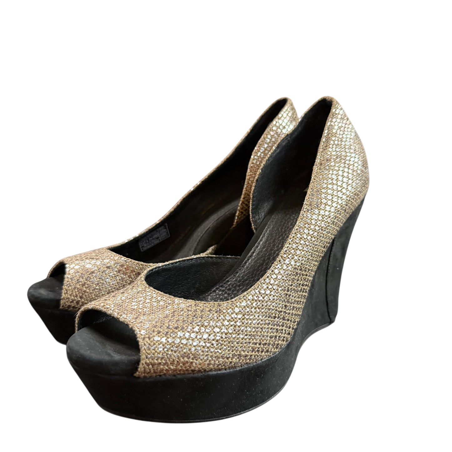UGG TOURA PEEP TOE WEDGE SANDALS METALLIC SNAKE PRINT 84 SZ 7.5