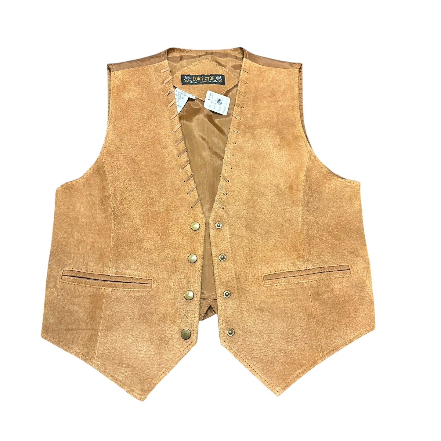 DON'T STOP CLASSICS VINTAGE BROWN LEATHER VEST 111 MEDIUM