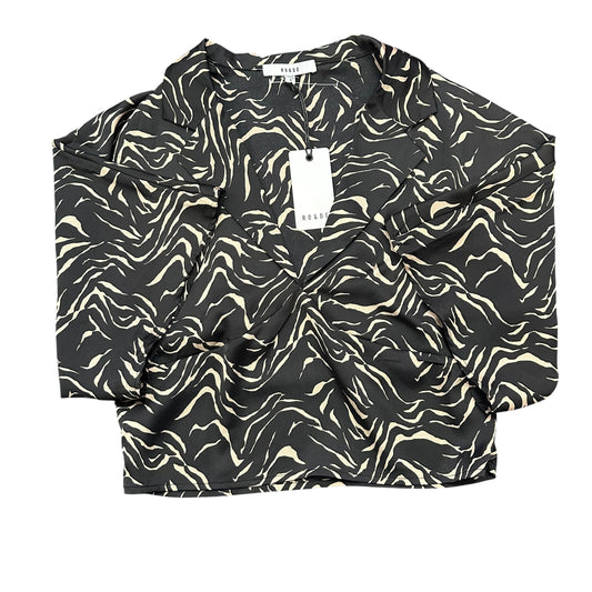 RO&DE BLACK TAN SATIN BLOUSE NWT 122 MEDIUM