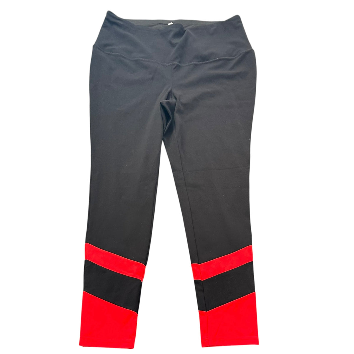CHICOS ZENERGY BLACK RED STRIPED HIGH RISE ATHLETIC LEGGINGS 195 SZ 12/14