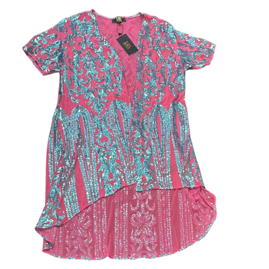 L&B PINK KIMONO BLUE SEQUINS NWT $49 SMALL