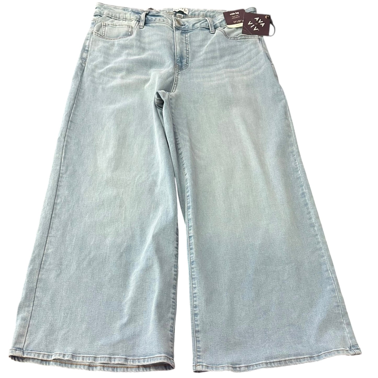 AVA & VIV WIDE LEG HIGH RISE RELAXED FIT BLUE JEANS NWT 57 SZ 17