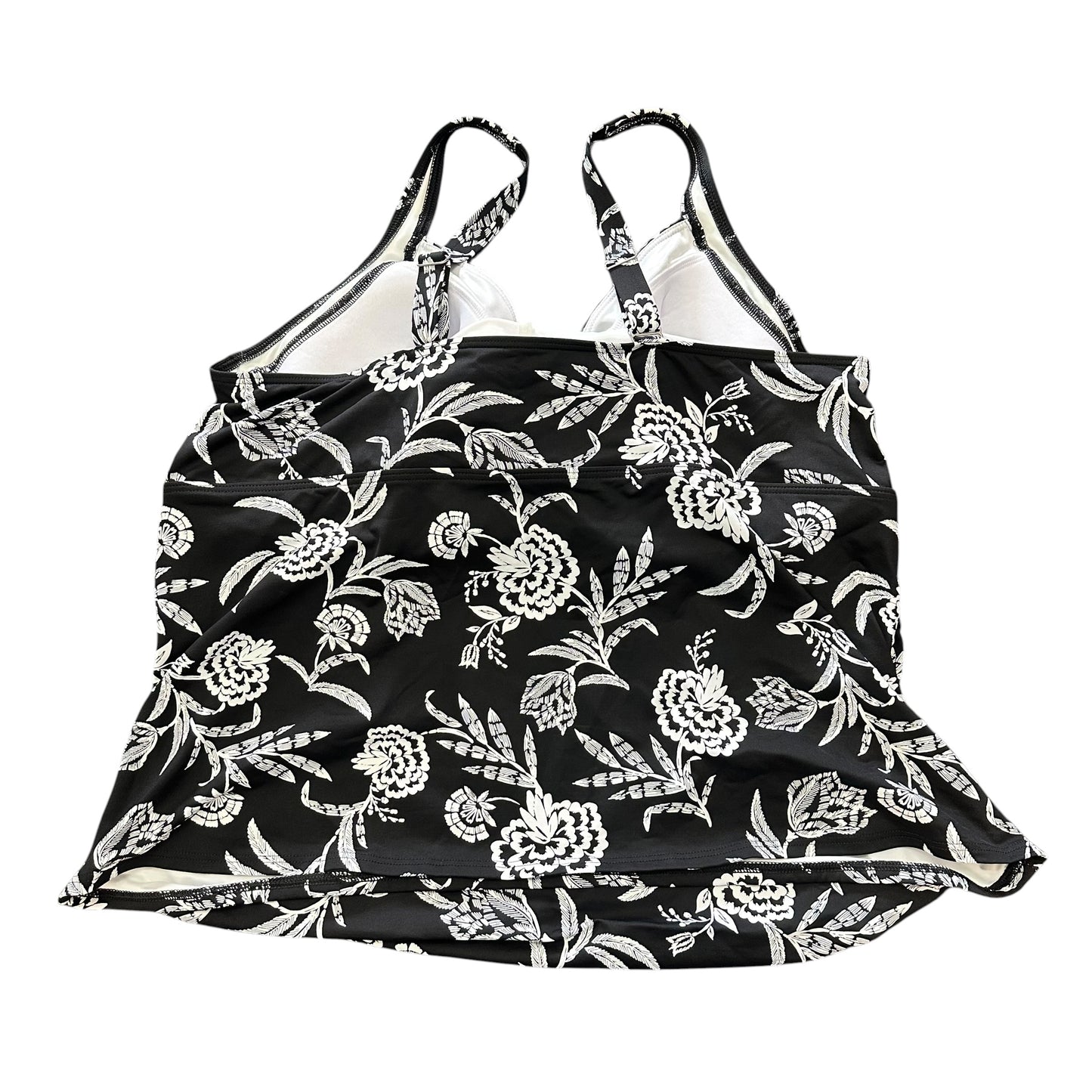 LANDS END BLACK WHITE TANKINI TOP 100 SZ 22W
