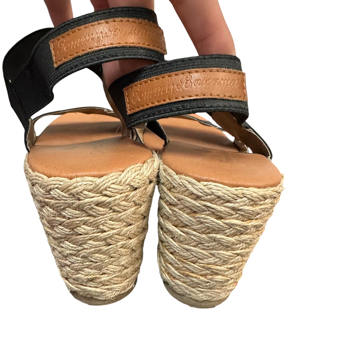 TOMMY BAHAMA BLACK WEDGES ESPADRILLES 279 SZ 9.5