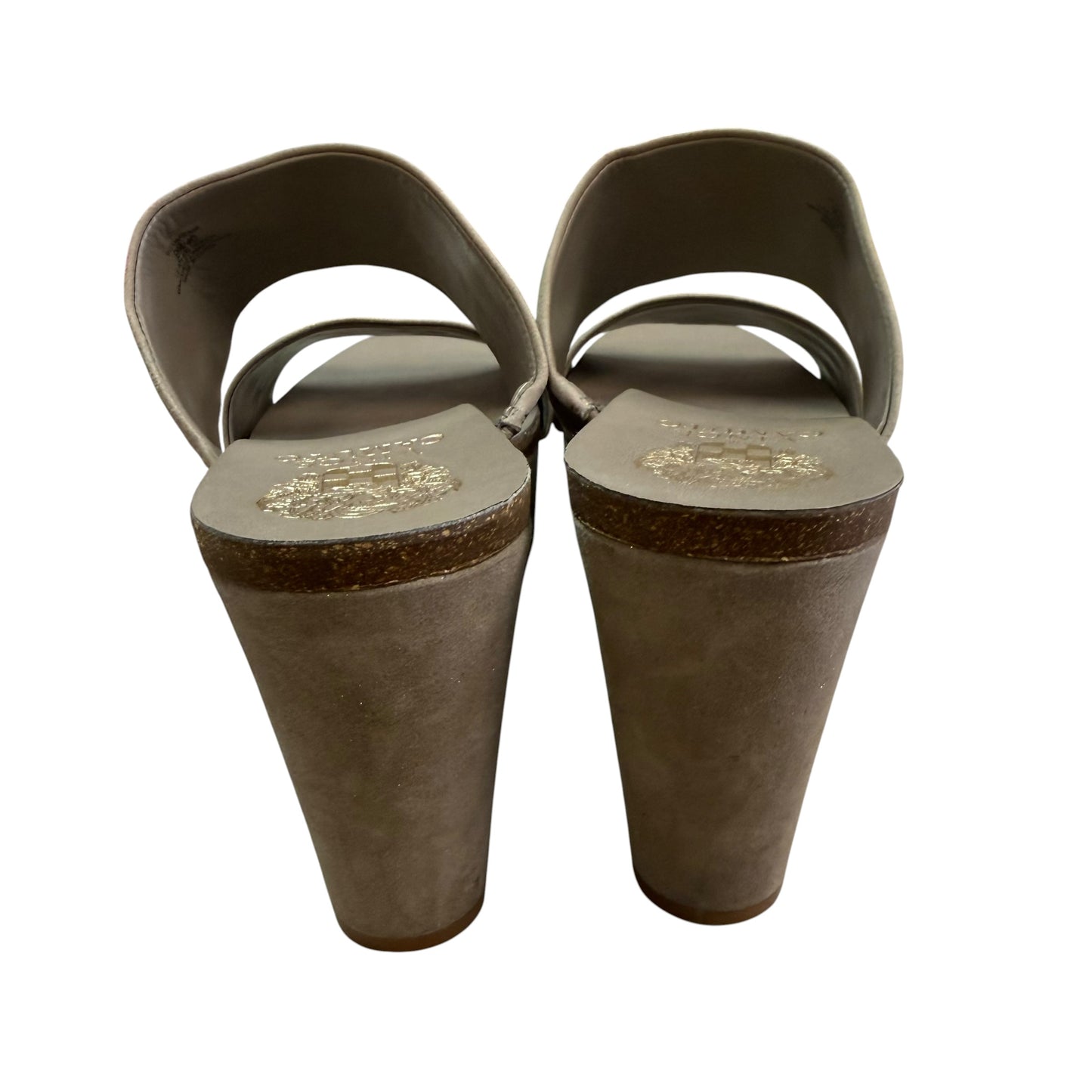 VINCE CAMUTO TAUPE WEDGES GOLD SPECS LEATHER 84 SZ 9