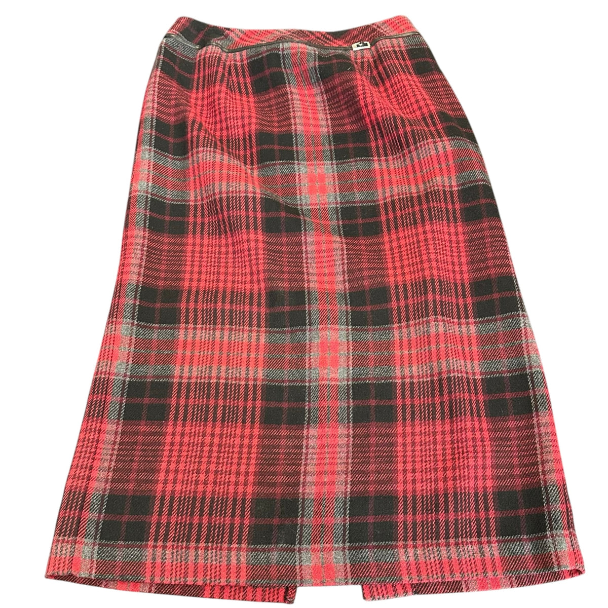 WORTHINGTON PETITE VINTAGE WOOL BLEND SKIRT MIDI PLAID RED BLACK 289 SZ 6