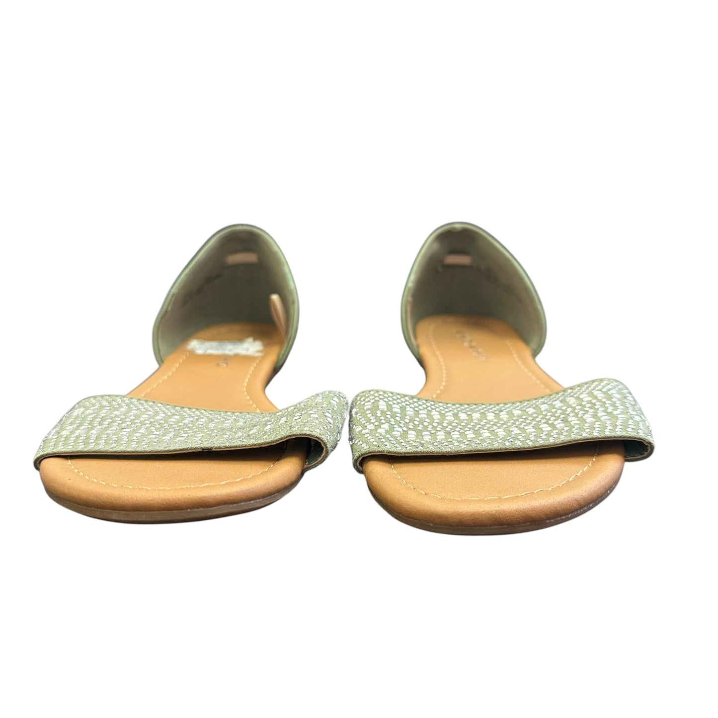 ANDIAMO SAGE GREEN FLAT SANDALS RHINESTONES 72 SZ 6.5