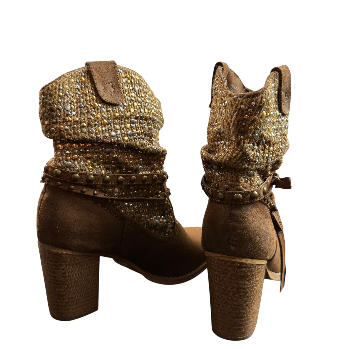 NOT RATED THUMBS UP BOOTIE FAUX SUEDE SEQUIN EMBELLISHMENTS SZ 7