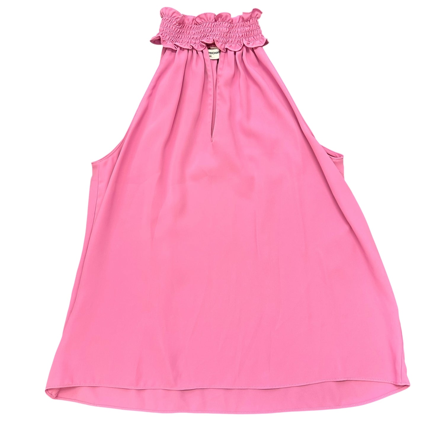 AMANDA UPRICHARD PINK SMOCKED NECK SLEEVELESS BLOUSE 249 MEDIUM