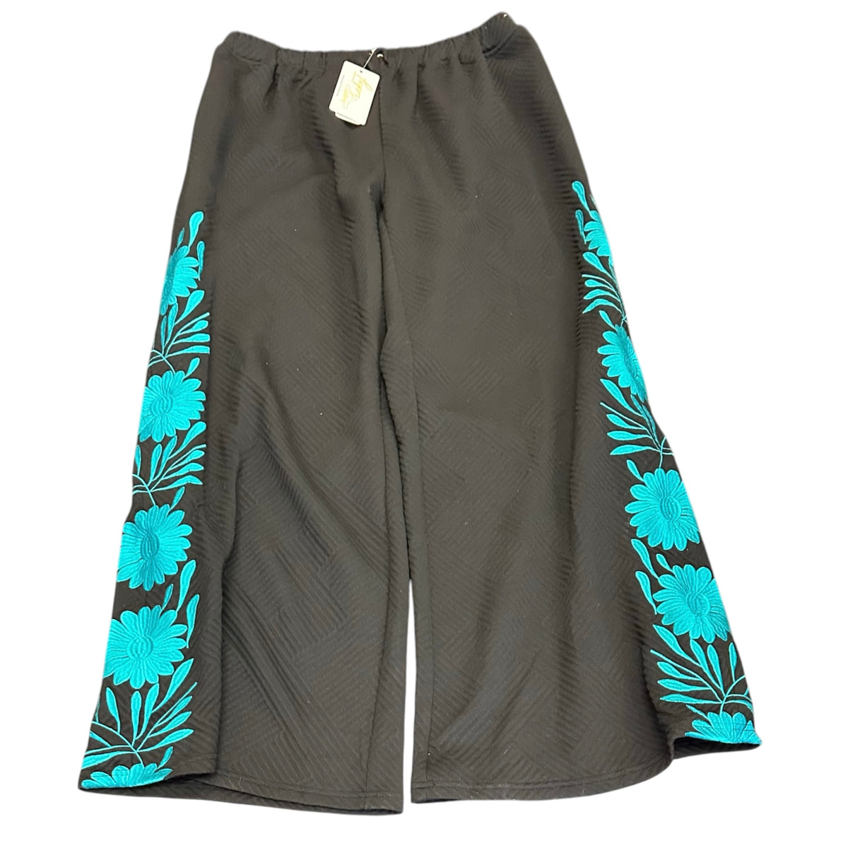 LAYERZ CLOTHING BLACK TEXTURED TURQUOISE EMBROIDERED SET NWT 298 XL