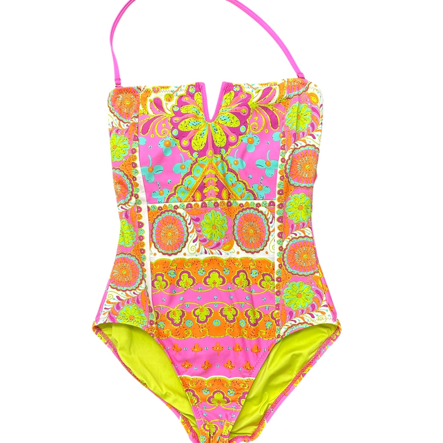TRINA TURK ONE PIECE COLORFUL BANDEAU SWIMSUIT 100 SZ 6
