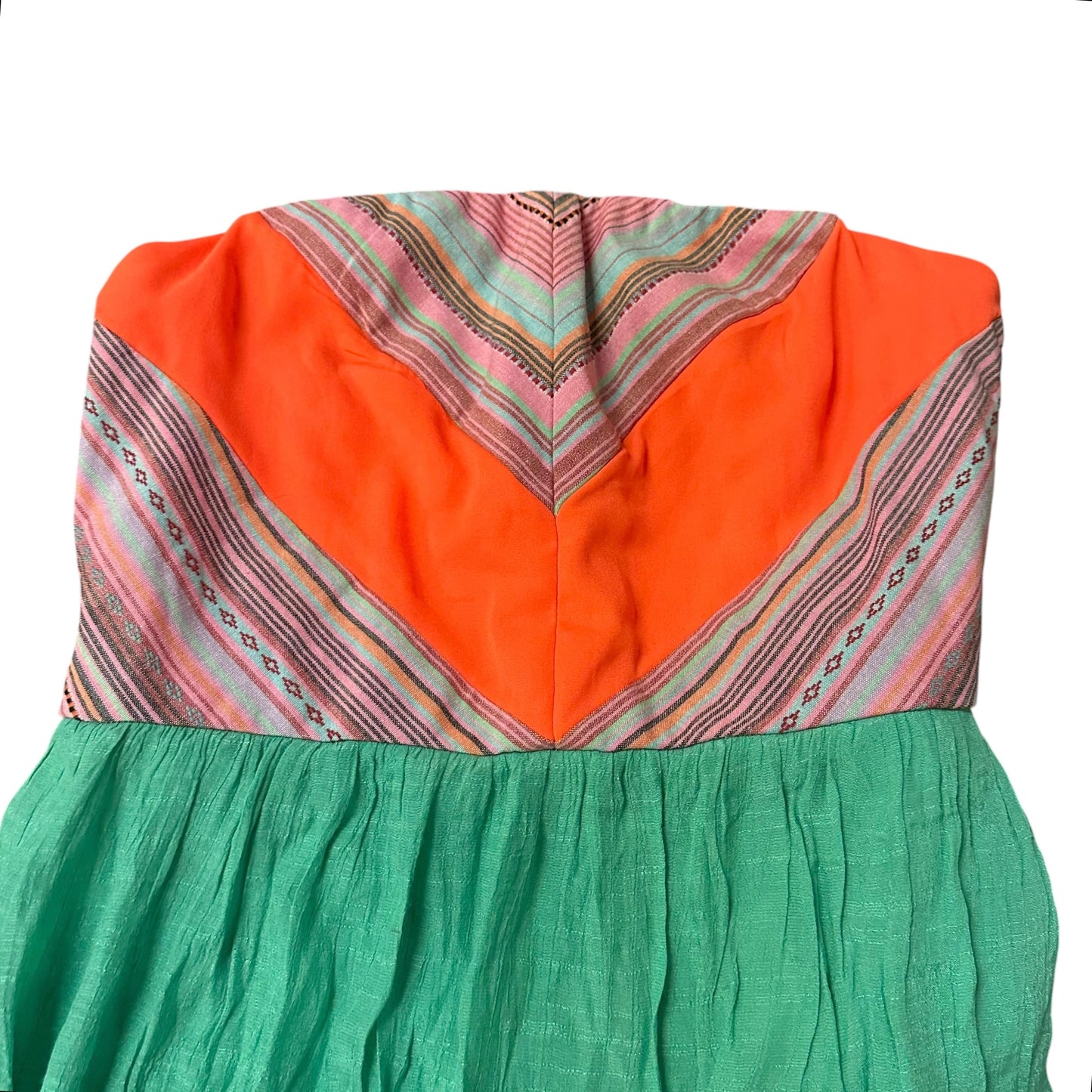 JODI KRISTOPHER STRAPLESS EMBROIDERED NEON DRESS 82 11/MED