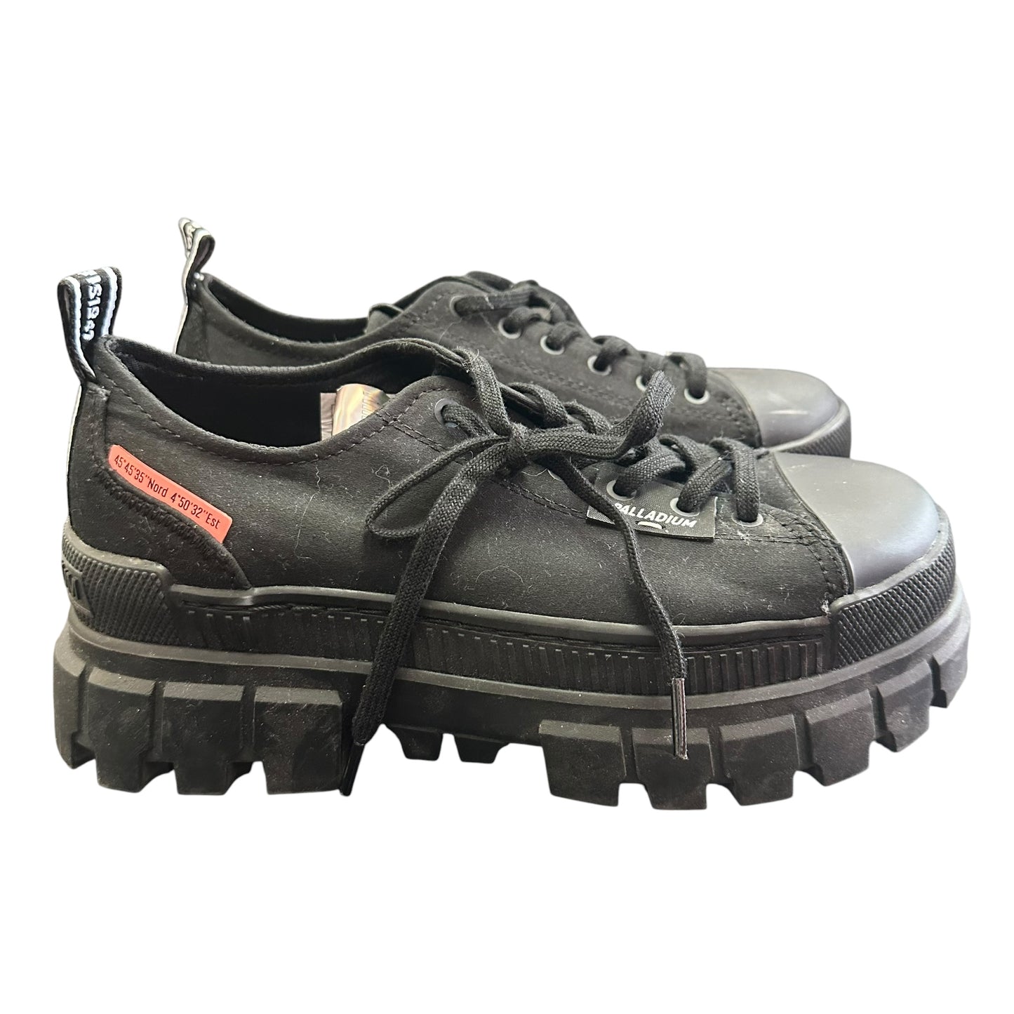 PALLADIUM REVOLT LO TX PLAFORM SNEAKER BLACK CANVAS 43 NWOB SZ 7.5