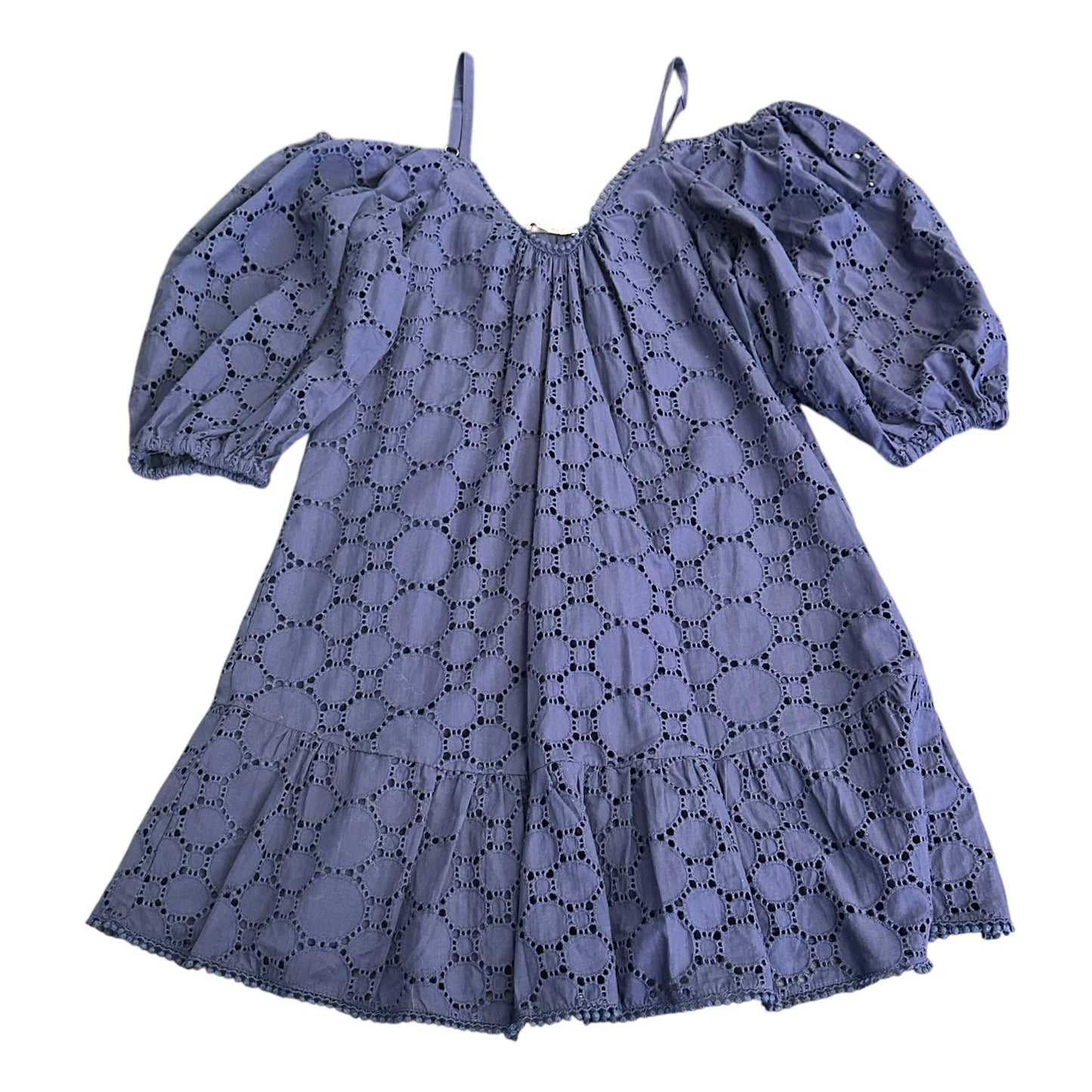 PARKER NAVY EYELET DRESS COLD SHOULDER 249 XS