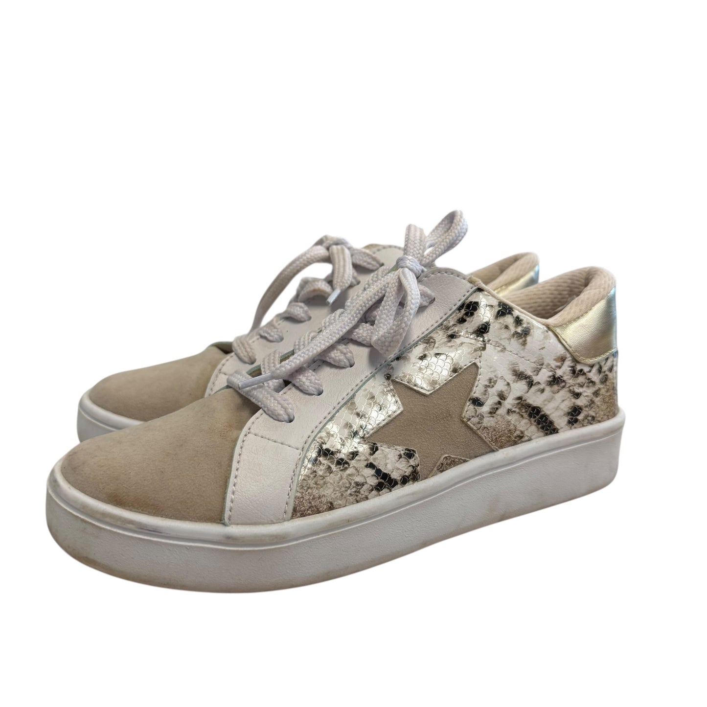PINK LILY WHITE SNAKESKIN SNEAKERS 100 SZ 8