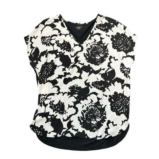 LOFT BLACK WHITE FLORAL BLOUSE NWT 100 SMALL