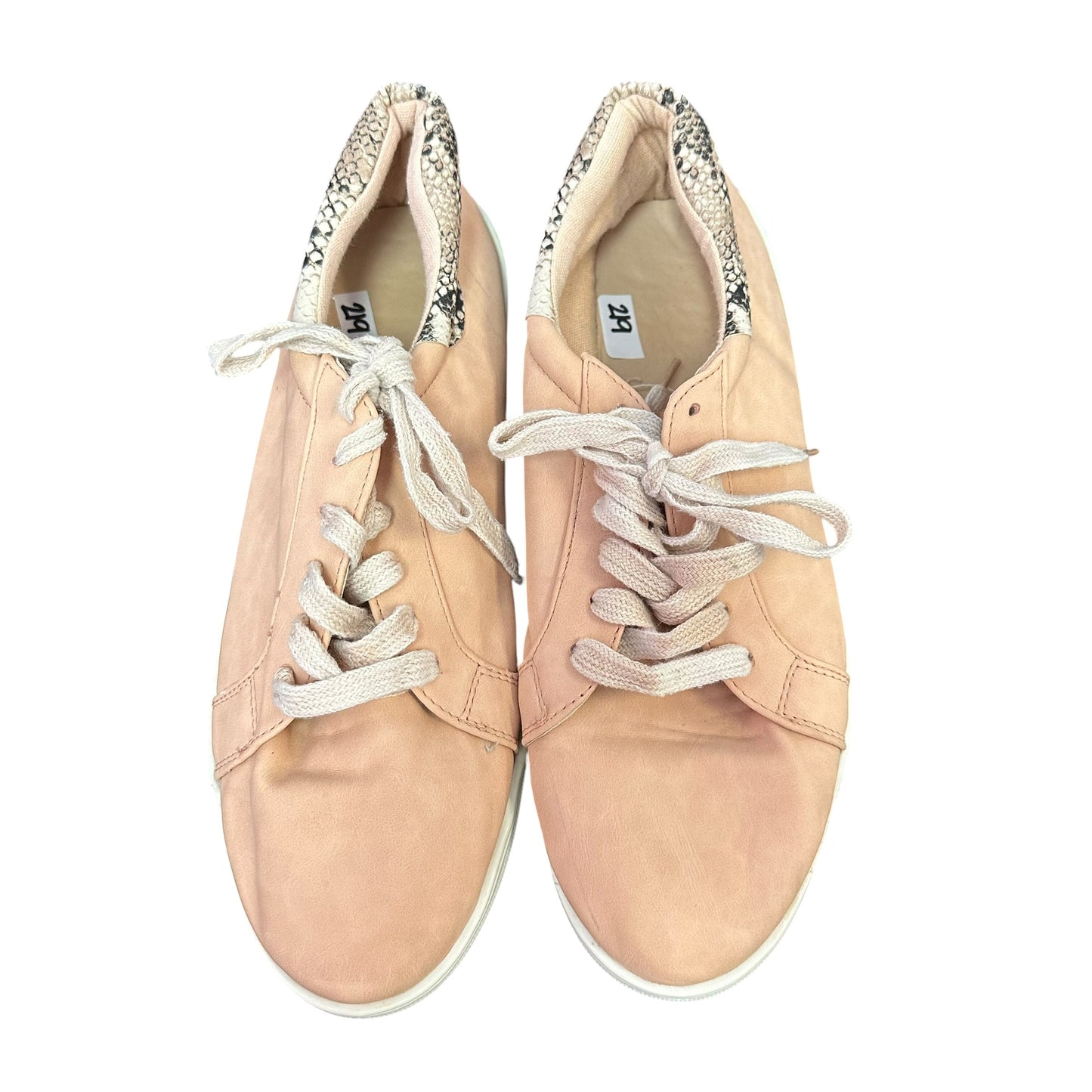 PEACH LACE UP SNEAKERS SNAKESKIN 219 SZ 10