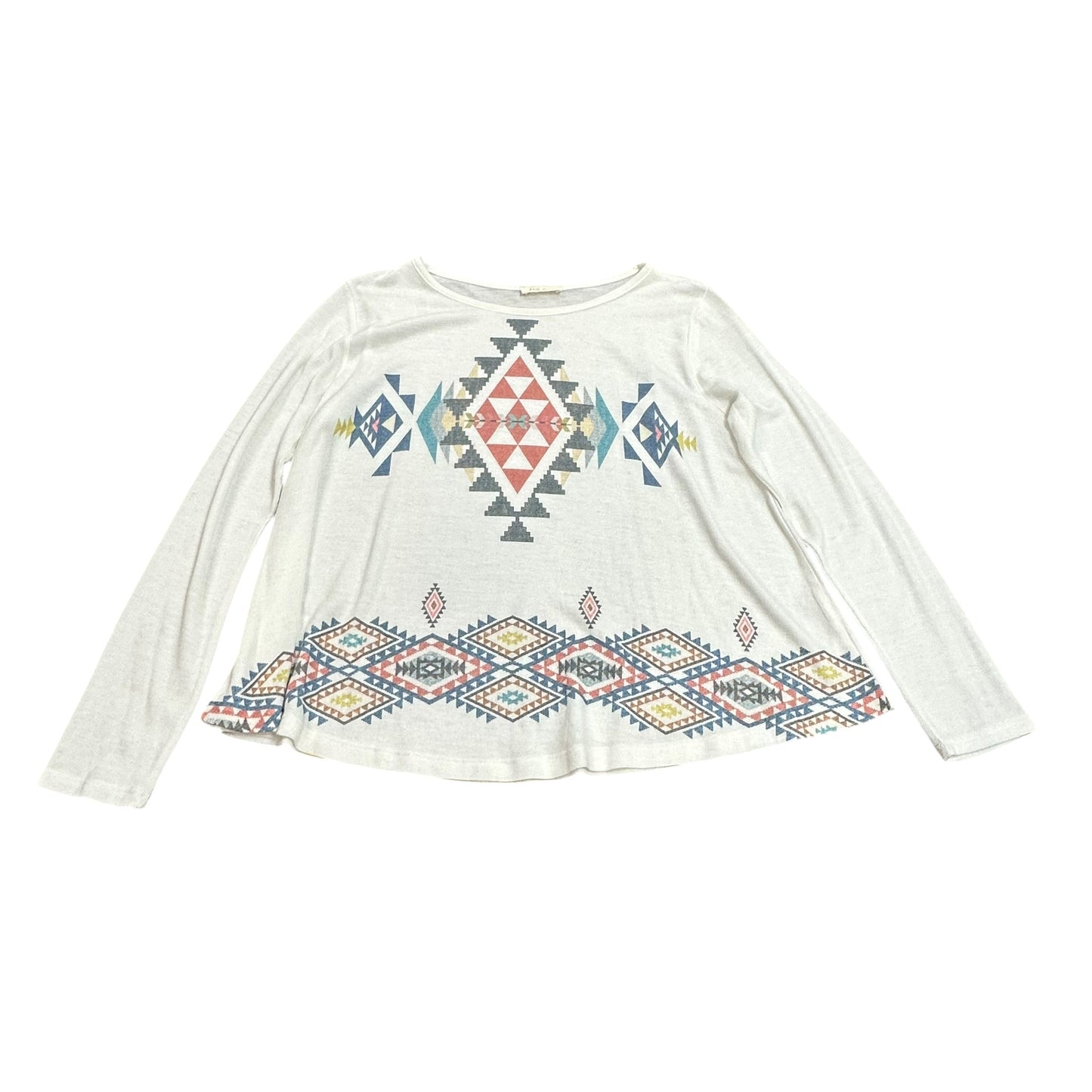 PHIL LOVE OFF WHITE SOUTHWESTERN LONG SLEEVE TOP 115 MEDIUM