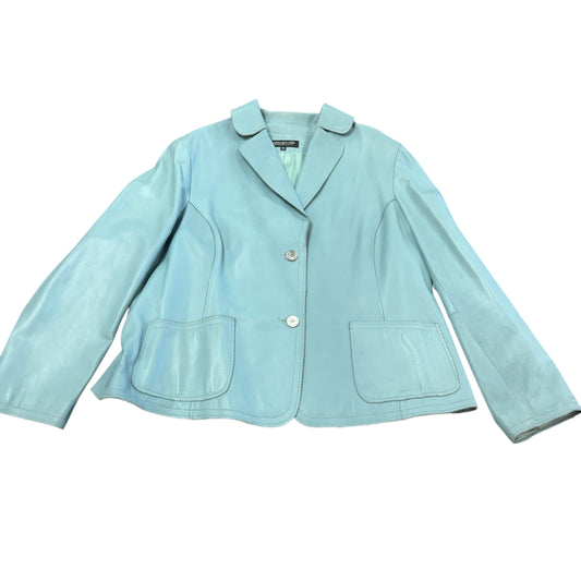 JONES NEW YORK BLUE LEATHER BLAZER JACKET 100 2X