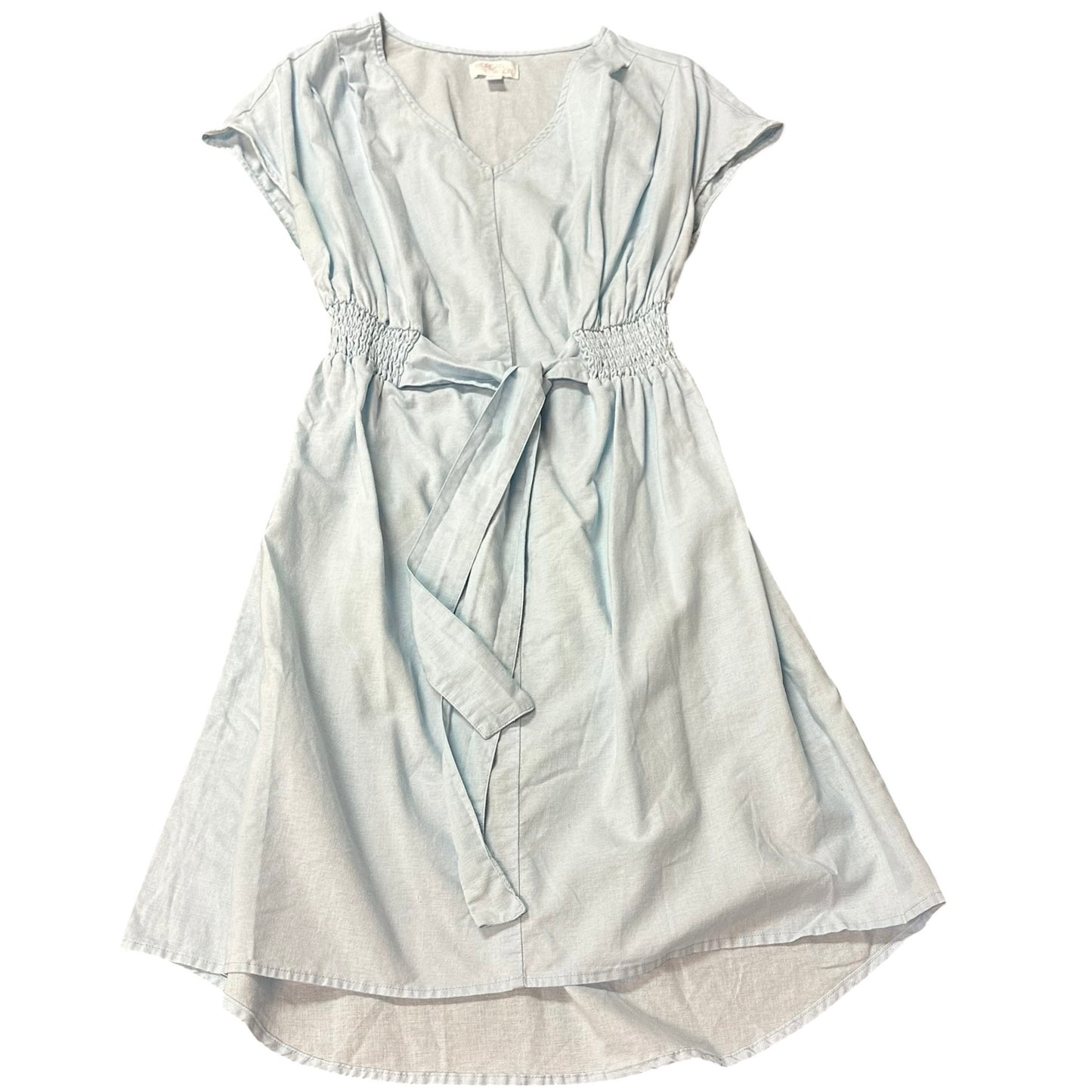 MORGAN TAYLOR LIGHT BLUE FIT FLARE MIDI DRESS 100 LARGE